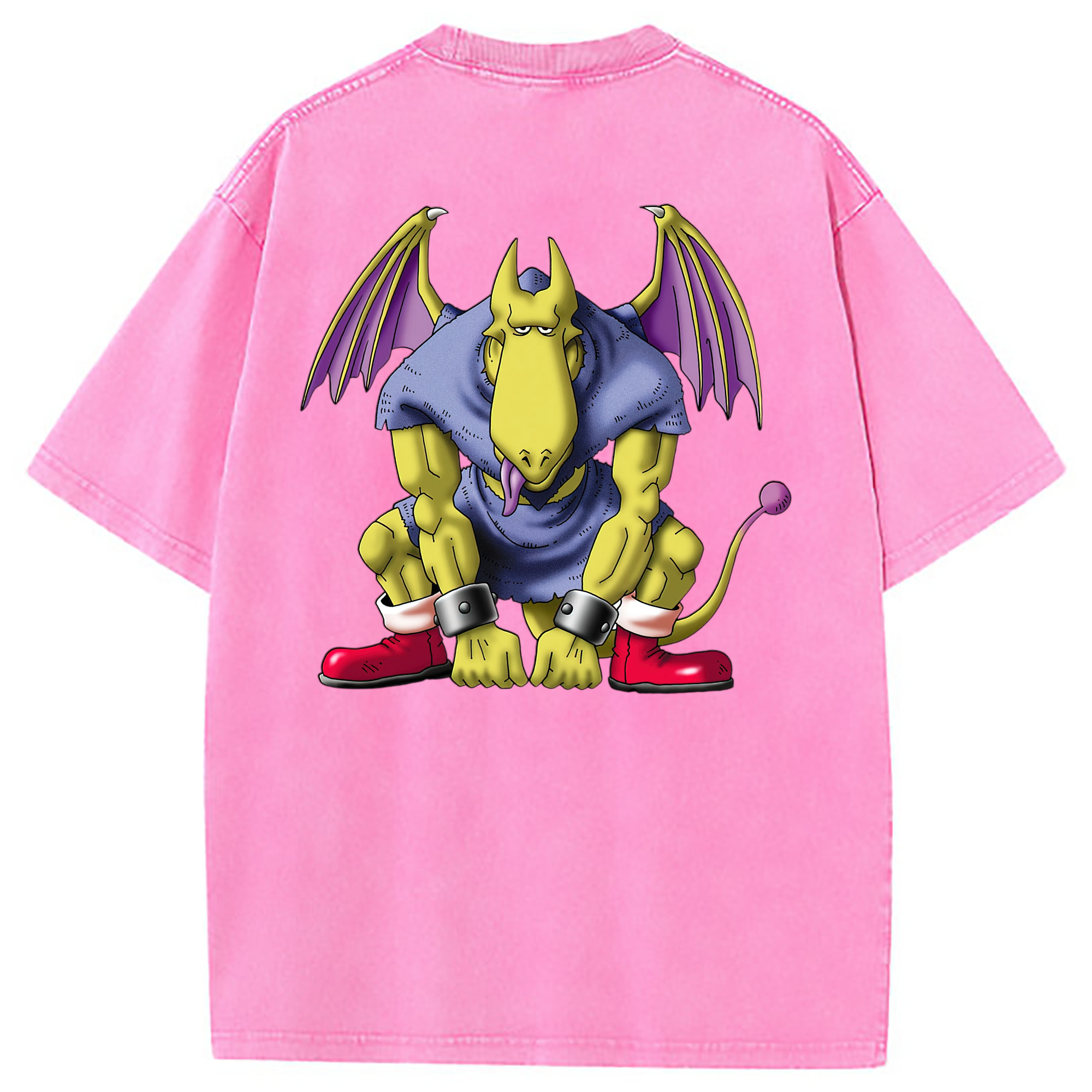 （画像用） ドラゴンクエスト Doragon Kuesuto Dragon Quest 綿100% ヴィンテージ風 半袖Tシャツ（背面プリント）